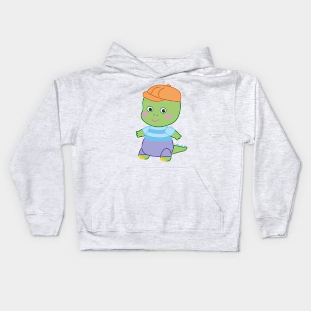 Danny Dinosaur - Cute cartoon dinosaur Kids Hoodie by Dinos Friends